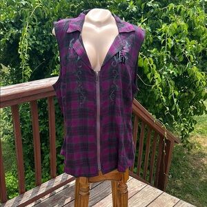 Harley-Davidson MotorClothes Zip Sleeveless Graphic Collared Tank Top Sz 2X